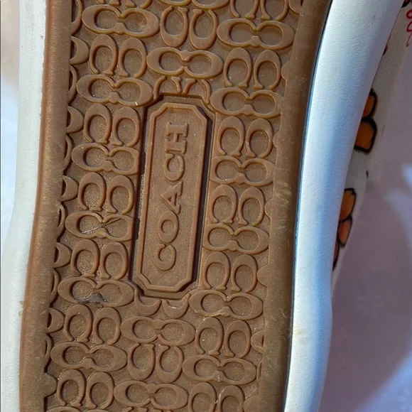 COACH Pink and White Sneakers Floral Canvas Design Laces EUC - Picture 11 of 13